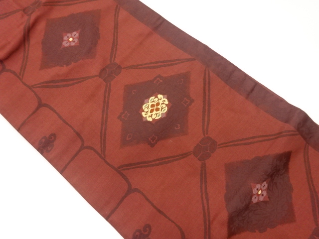 菱に華紋模様織出し名古屋帯